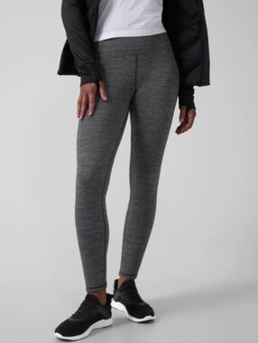 Athleta Altitude Fleece Lined Tights in Heathered Gray